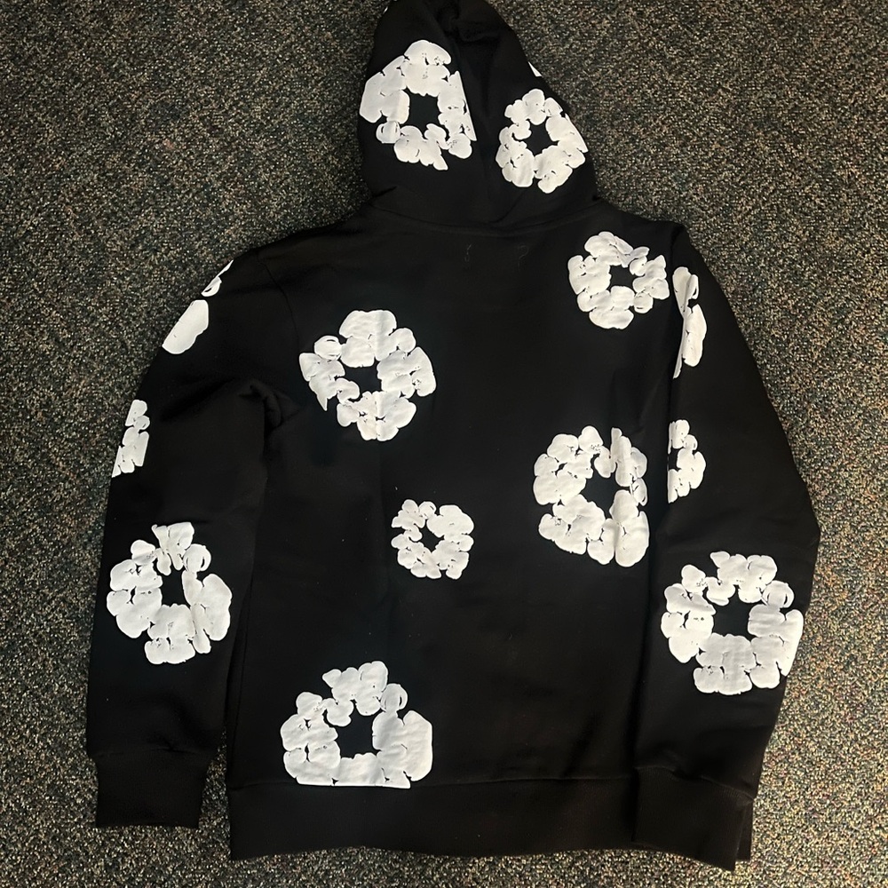 Floral Pattern Black Hoodie